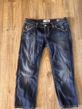 MEK Denim New Oaxaca Capri Jeans 29 Y2K Distressed Embroidered Flap Pocket